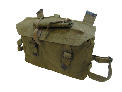 Vintage Greek army canvas haversack bag satchel military MISSING STRAPS beige