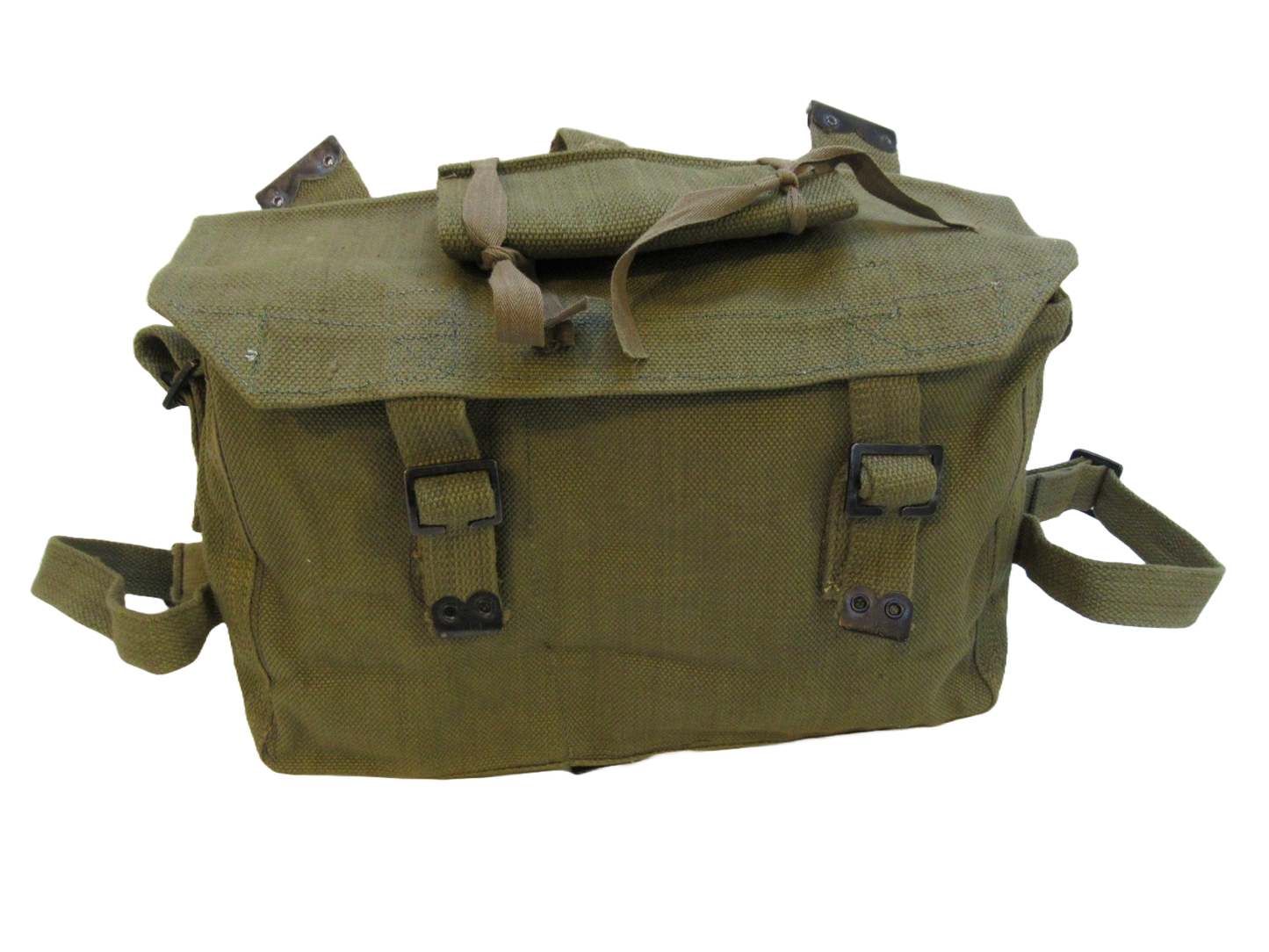 Vintage Greek army canvas haversack bag satchel military MISSING STRAPS beige