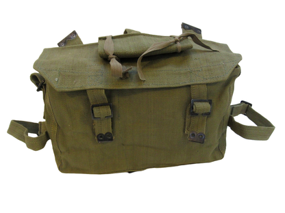 Vintage Greek army canvas haversack bag satchel military MISSING STRAPS beige