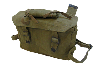 Vintage Greek army canvas haversack bag satchel military MISSING STRAPS beige