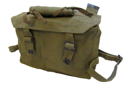 Vintage Greek army canvas haversack bag satchel military MISSING STRAPS beige