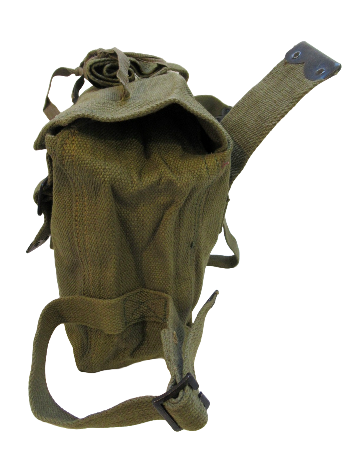 Vintage Greek army canvas haversack bag satchel military MISSING STRAPS beige
