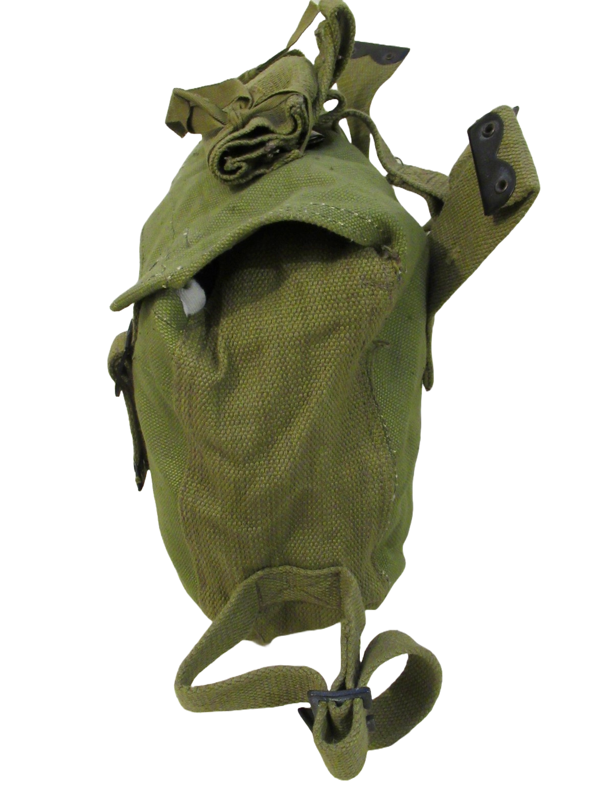 Vintage Greek army canvas haversack bag satchel military MISSING STRAPS Green