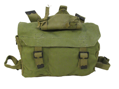Vintage Greek army canvas haversack bag satchel military MISSING STRAPS Green