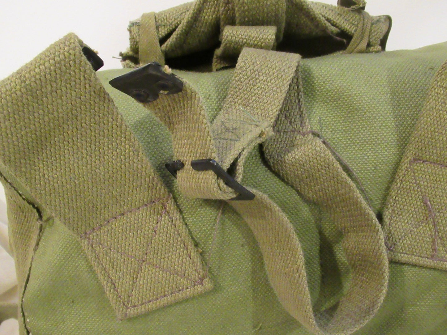 Vintage Greek army canvas haversack bag satchel military MISSING STRAPS Green