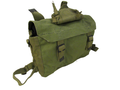 Vintage Greek army canvas haversack bag satchel military MISSING STRAPS Green
