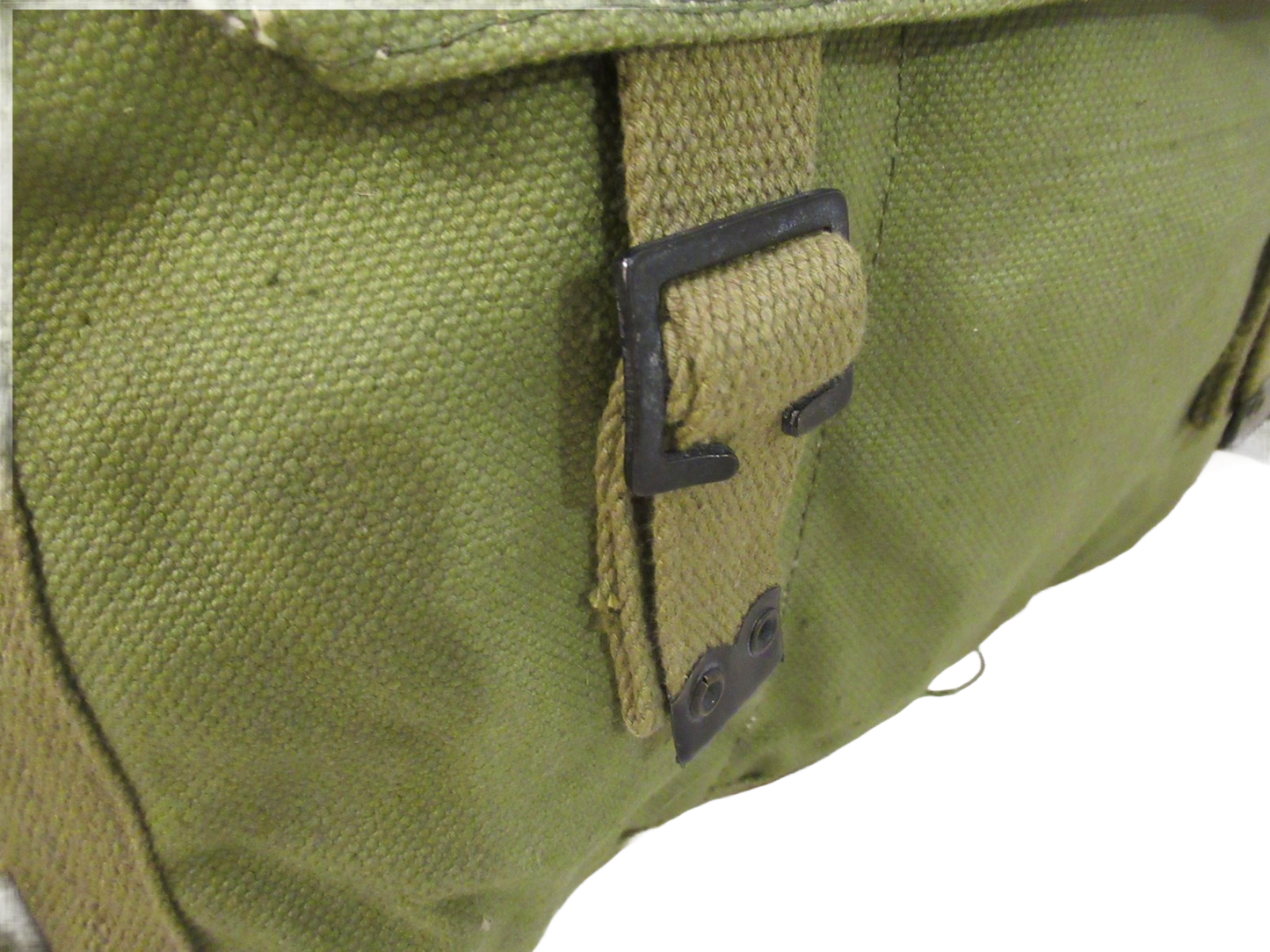 Vintage Greek army canvas haversack bag satchel military MISSING STRAPS Green