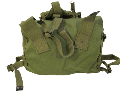 Vintage Greek army canvas haversack bag satchel military MISSING STRAPS Green