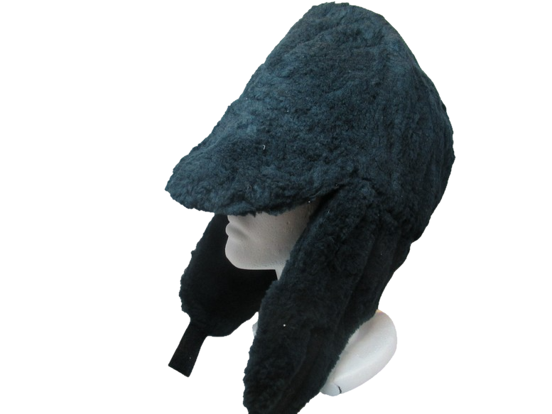 New  Vintage  1990s Dutch army winter hat black furry thermal lined cap military insulated extreme cold weather Unissued