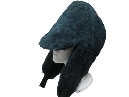 New  Vintage  1990s Dutch army winter hat black furry thermal lined cap military insulated extreme cold weather Unissued