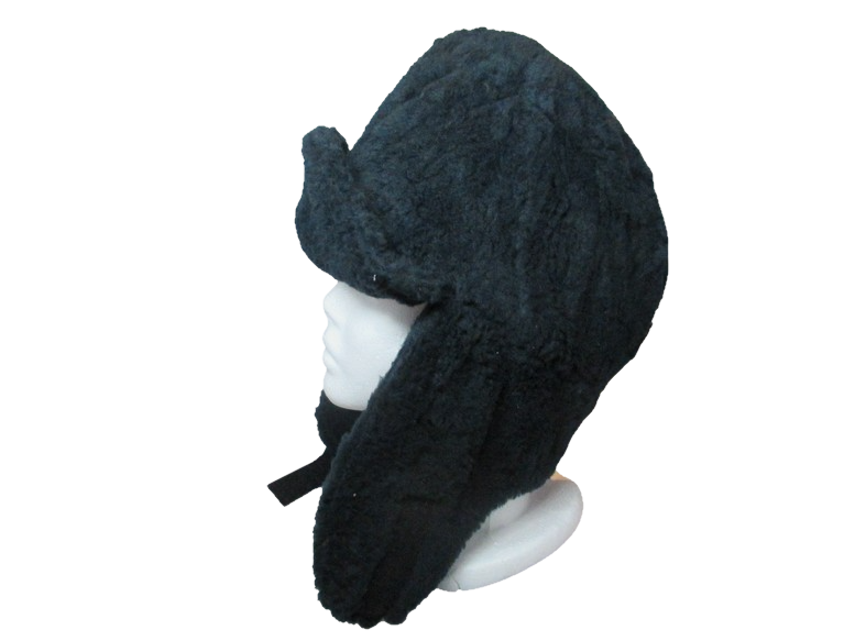 New  Vintage  1990s Dutch army winter hat black furry thermal lined cap military insulated extreme cold weather Unissued