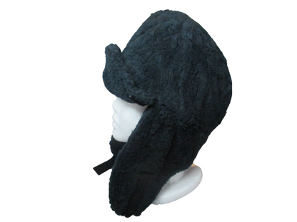 New  Vintage  1990s Dutch army winter hat black furry thermal lined cap military insulated extreme cold weather Unissued