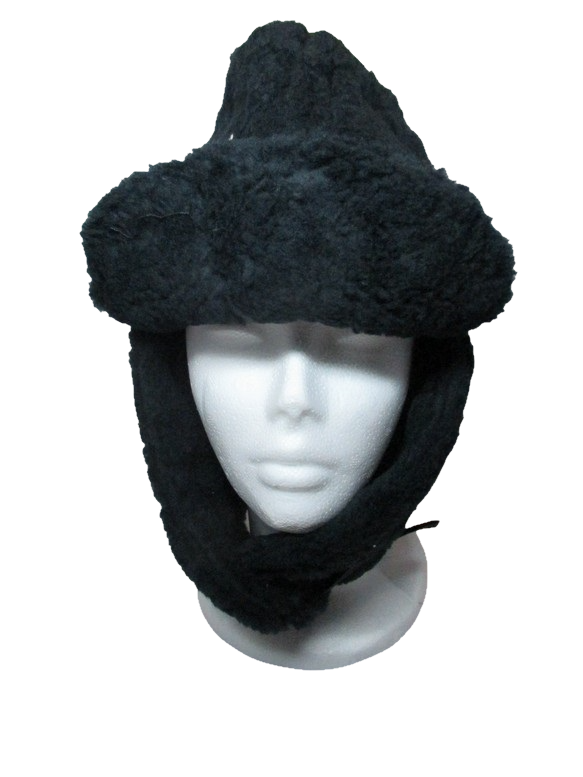 New  Vintage  1990s Dutch army winter hat black furry thermal lined cap military insulated extreme cold weather Unissued