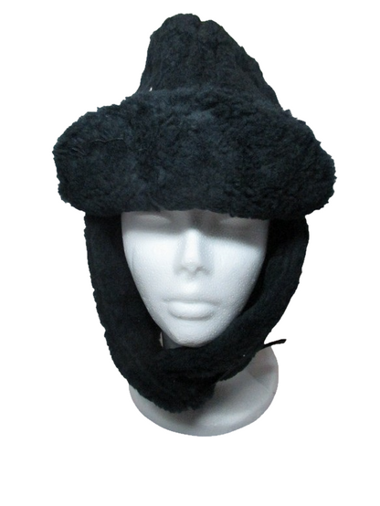 New  Vintage  1990s Dutch army winter hat black furry thermal lined cap military insulated extreme cold weather Unissued