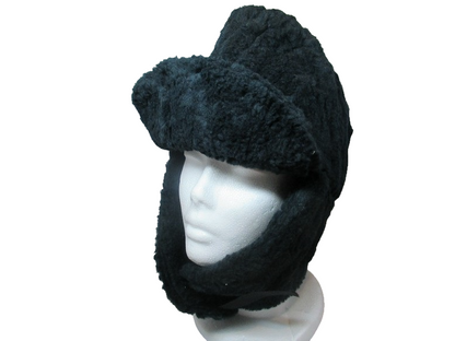 New  Vintage  1990s Dutch army winter hat black furry thermal lined cap military insulated extreme cold weather Unissued