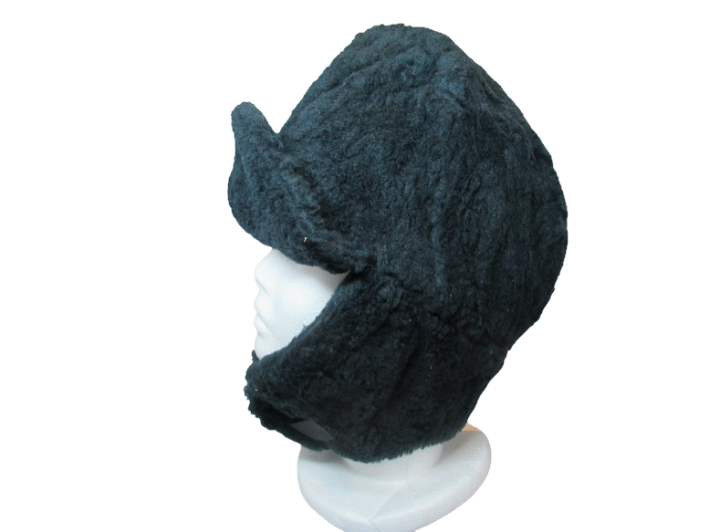 New  Vintage  1990s Dutch army winter hat black furry thermal lined cap military insulated extreme cold weather Unissued