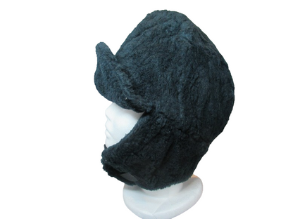 New  Vintage  1990s Dutch army winter hat black furry thermal lined cap military insulated extreme cold weather Unissued