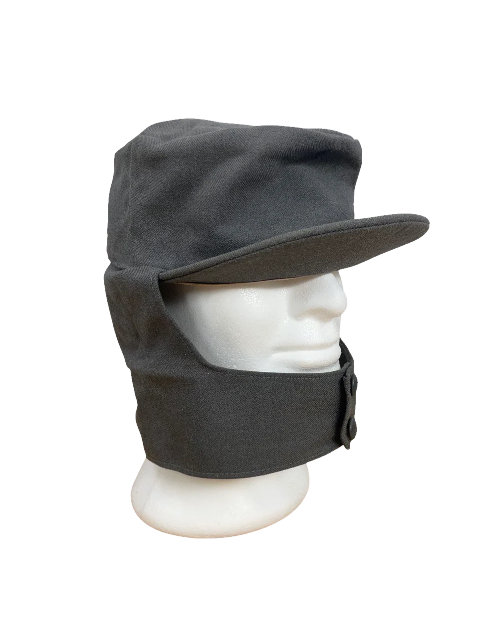 Vintage 1980s Finnish Army mountain troop hat cap wool blend military visor ear flaps M65 M61