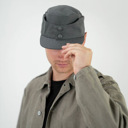 Vintage 1980s Finnish Army mountain troop hat cap wool blend military visor ear flaps M65 M61