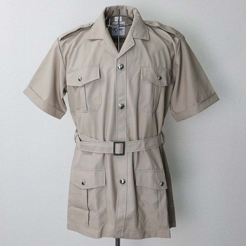 New French Foreign Legion army beige khaki short sleeved shirt cream safari belt