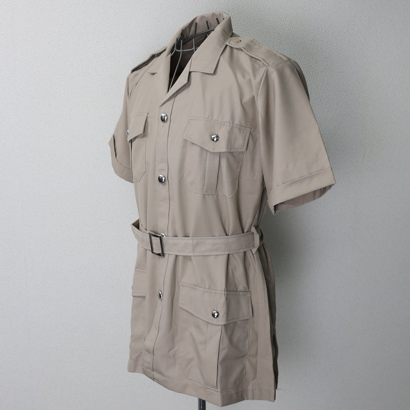 New French Foreign Legion army beige khaki short sleeved shirt cream safari belt