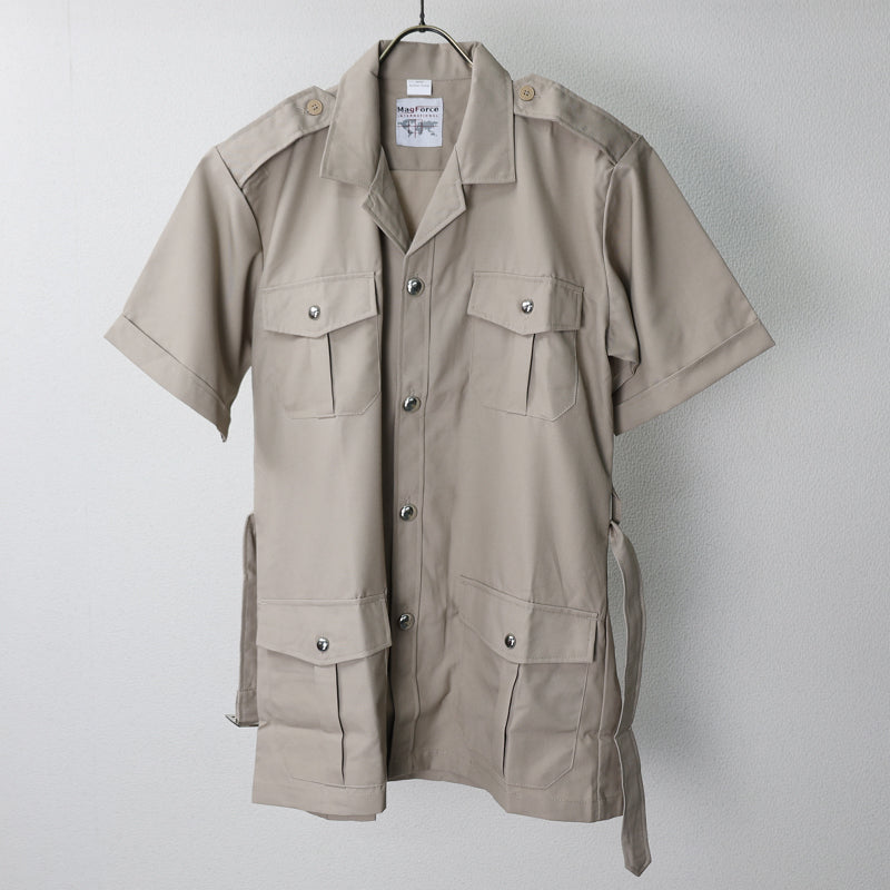 New French Foreign Legion army beige khaki short sleeved shirt cream safari belt