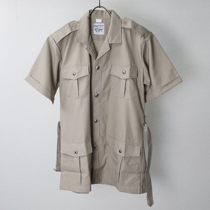 New French Foreign Legion army beige khaki short sleeved shirt cream safari belt