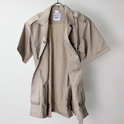 New French Foreign Legion army beige khaki short sleeved shirt cream safari belt