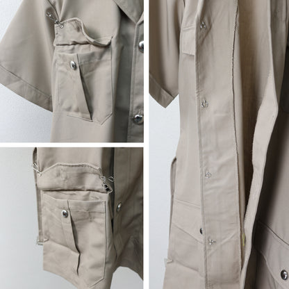 New French Foreign Legion army beige khaki short sleeved shirt cream safari belt