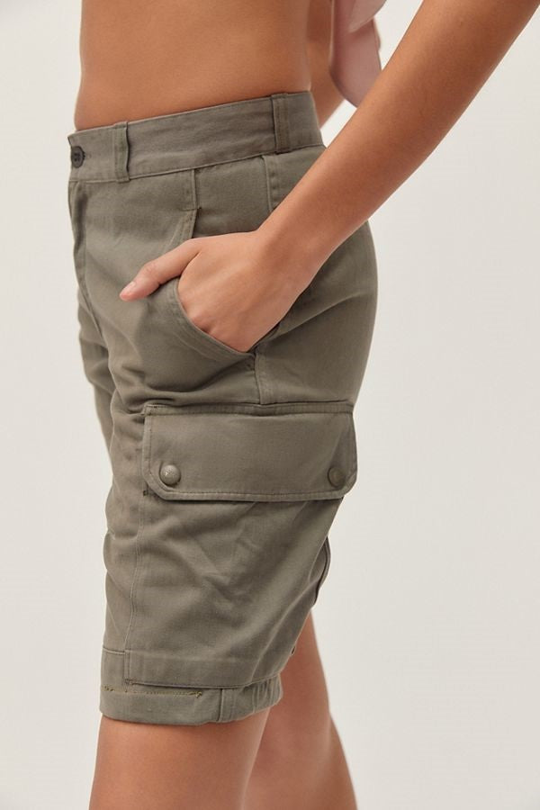 Vintage French army olive military shorts bermudas combat cargo khaki 1980s F2 pants trousers w