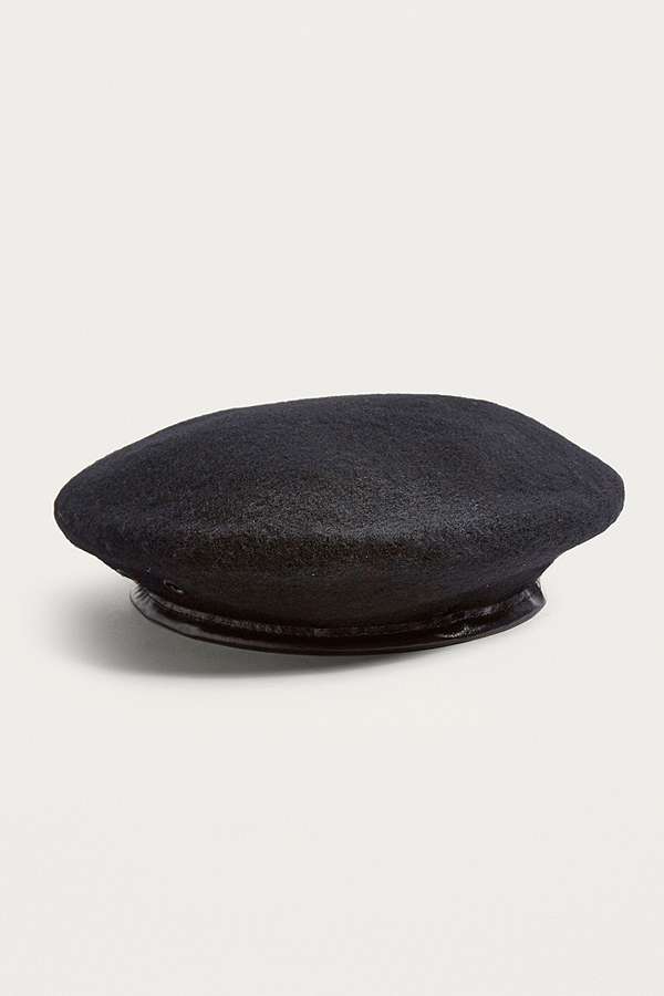 Vintage Italian army black beret cap military hat wool army