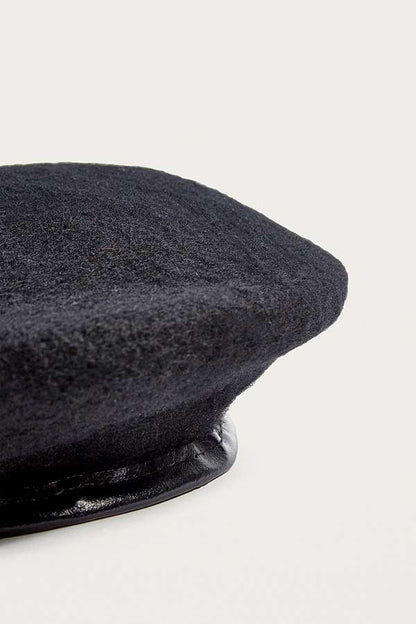 Vintage Italian army black beret cap military hat wool army