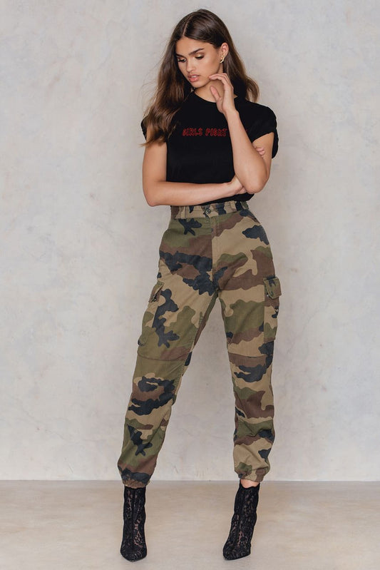 New 1980s  Women's French army camo trousers pants military camouflage cargo combat unissued deadstock