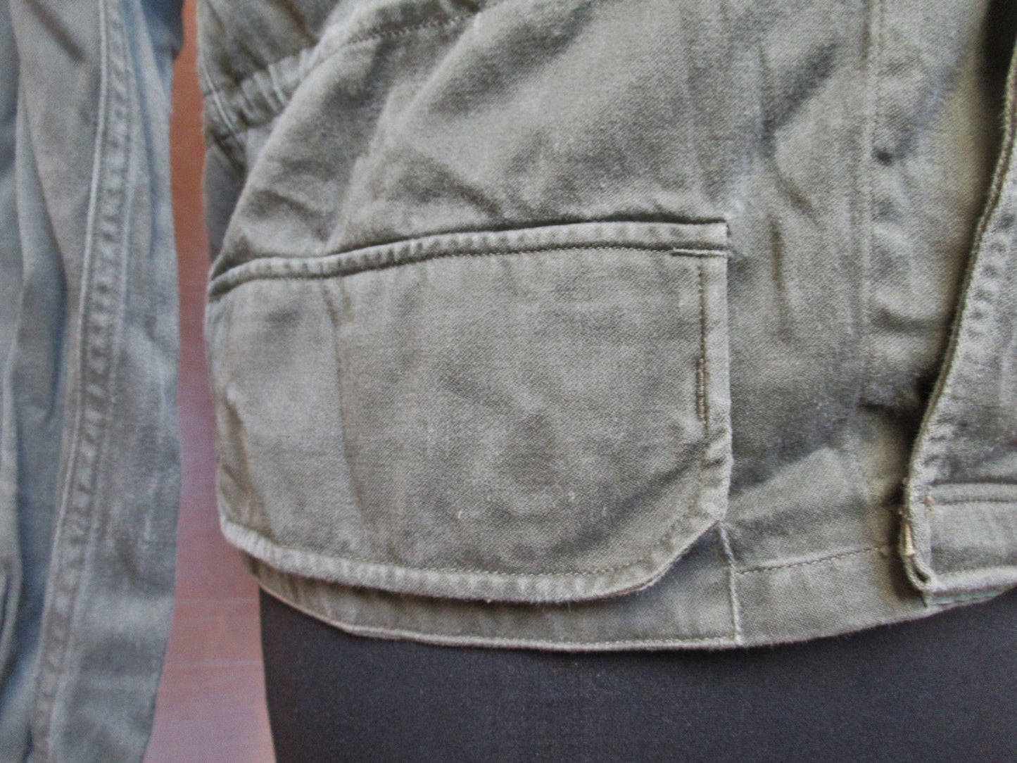 Vintage French army M64 olive field jacket combat coat military short cut