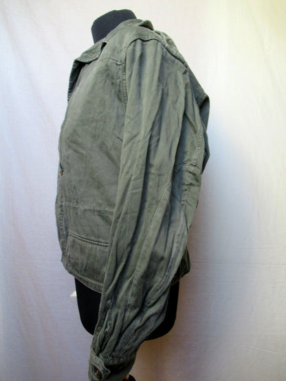 Vintage French army M64 olive field jacket combat coat military short cut