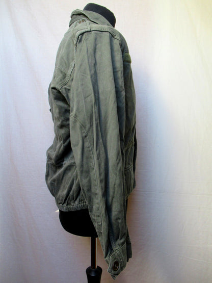 Vintage French army M64 olive field jacket combat coat military short cut