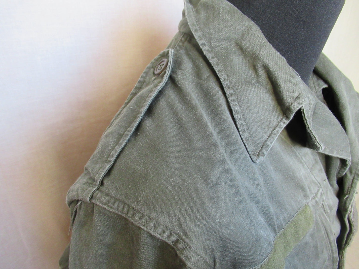 Vintage French army M64 olive field jacket combat coat military short cut