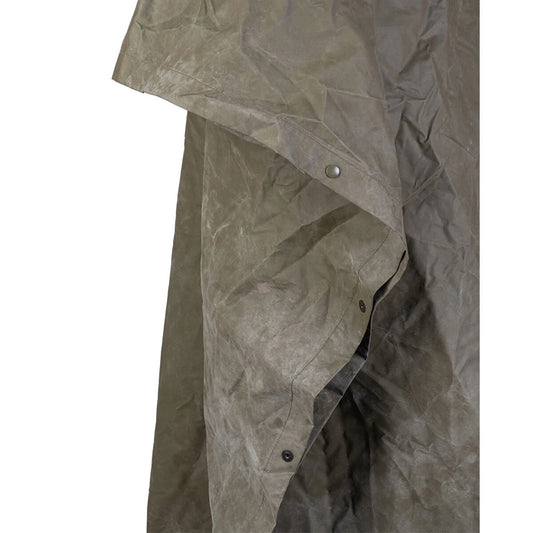 Authentic 1970s-80s French army olive drab poncho rain waterproof festival camping hiking raincape