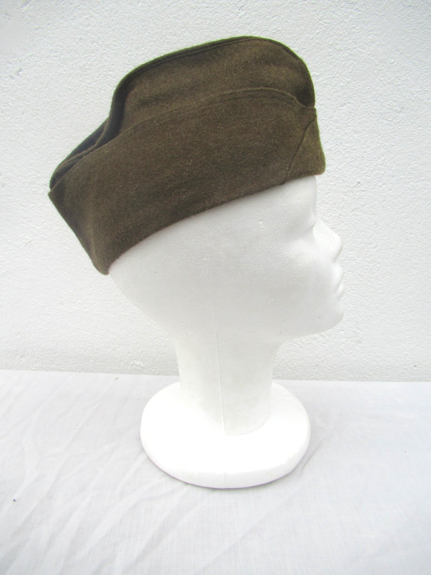 Vintage 1950s French army brown wool side cap military hat garrison forage beret M47