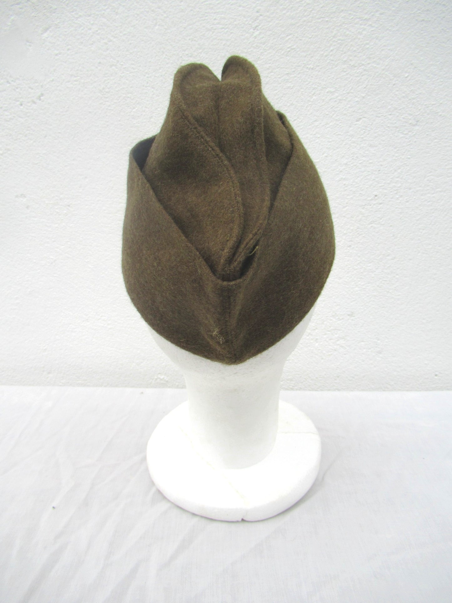 Vintage 1950s French army brown wool side cap military hat garrison forage beret M47