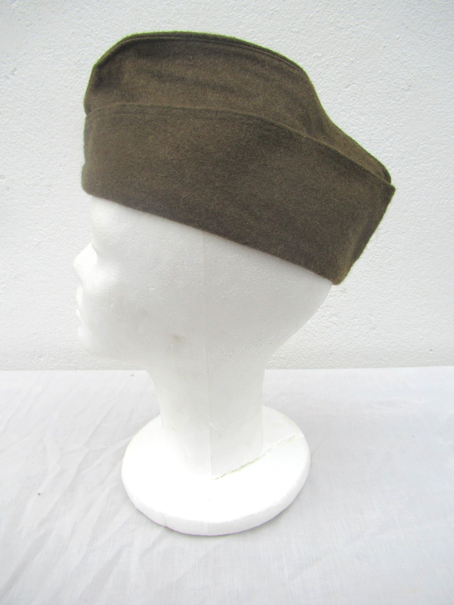 Vintage 1950s French army brown wool side cap military hat garrison forage beret M47