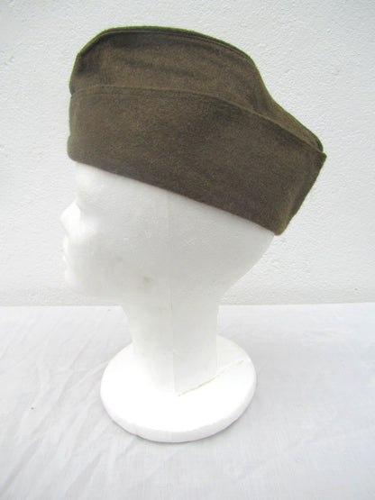 Vintage 1950s French army brown wool side cap military hat garrison forage beret M47