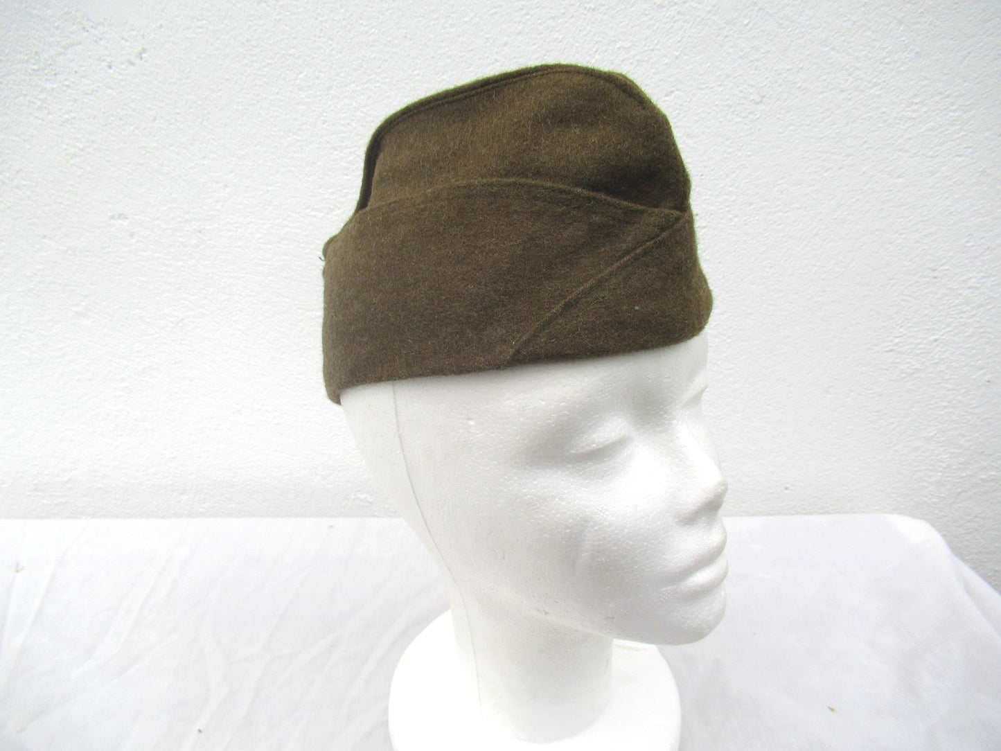 Vintage 1950s French army brown wool side cap military hat garrison forage beret M47
