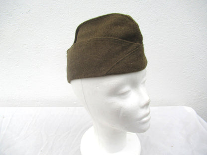 Vintage 1950s French army brown wool side cap military hat garrison forage beret M47