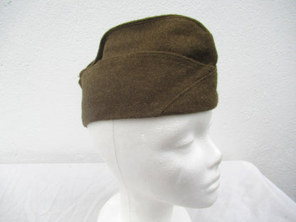 Vintage 1950s French army brown wool side cap military hat garrison forage beret M47