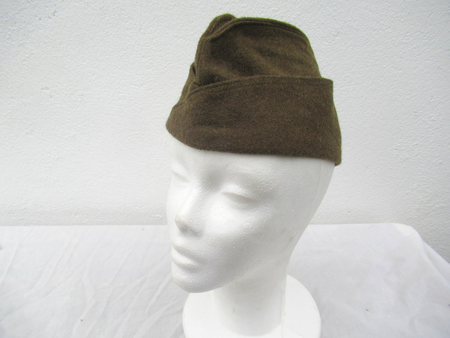 Vintage 1950s French army brown wool side cap military hat garrison forage beret M47