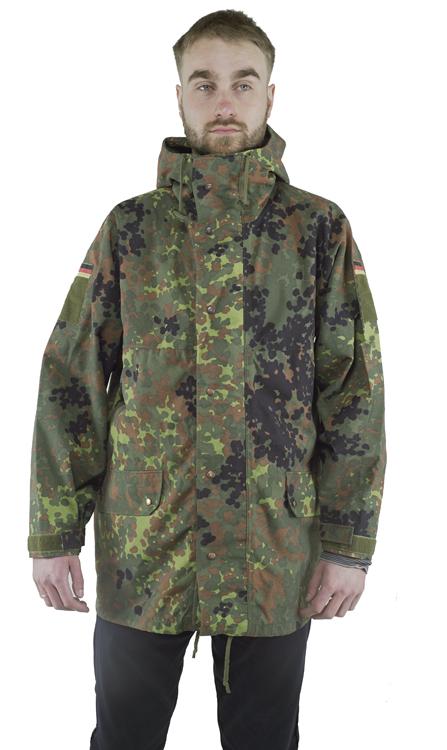 Authentic German Army Goretex  waterproof Parka military coat jacket Bundeswehr camouflage raincoat rain gear camo flecktarn