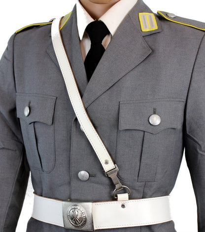 Vintage German army white leather belt marching parade band Bundeswehr military dress