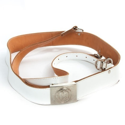 Vintage German army white leather belt marching parade band Bundeswehr military dress