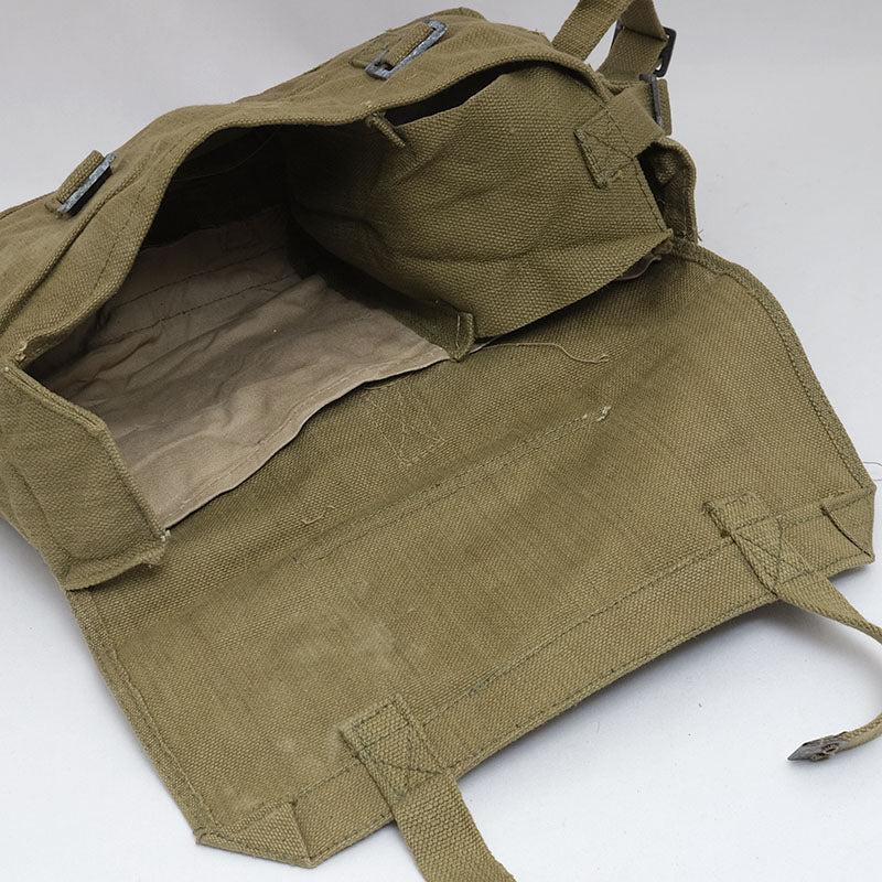 Vintage Greek army canvas haversack backpack bag satchel military with straps beige